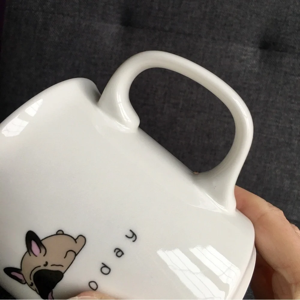 French Bulldog “not today” Coffee Mug, White, Tan, Black, 15 oz